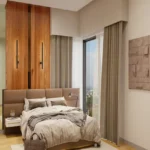 Agarwal Florence SV Road Goregaon West 3 BHK Bedroom With Wooden Wardrobe Floor To Ceiling Curtains