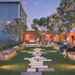 Agarwal Florence SV Road Goregaon West Landscaped Garden Seating Area With Stone Walkway Decorative Lighting