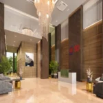 Agarwal Florence SV Road Goregaon West Luxury Lobby Area With Double Height Ceiling Chandelier Seating Lounge