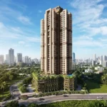 Ajmera Arham Malad West Vertical Garden Clad Podium Pool Warm Facade Full Cityscape Aerial Tower Exterior