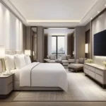 Altavista Lal Dongar Chembur 3 BHK Neutral Toned Slat Panel Sitting Area Large TV Master Bedroom