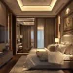 Altavista Lal Dongar Chembur 3 BHK Warm Toned Tray Ceiling Wood Floor Master Bedroom