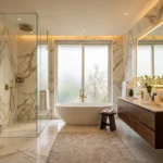 Anupama 6th Road Chembur 3 BHK Master Bathroom With Freestanding Bathtub Glass Shower Area