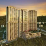 Ashar Merac Wagle Estate Thane West Tower Exterior With High Rise Residential Buildings Elevated Podium And Green Hills Surroundings