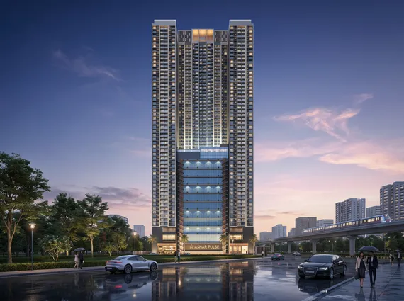 Ashar Pulse Majiwada Thane West Residential Tower Exterior Night Elevation View