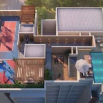 Asopalav Kandivali West rooftop amenities area with swimming pool sports court pergola seating