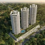 Aurum Q Islands Ghansoli Navi Mumbai Multi Tower High Rise Dense Forest Backdrop Podium Pool Aerial Exterior