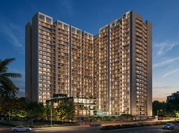 Avant Heritage Jogeshwari East Tower Elevation With Illuminated Night Facade And Premium Exterior Design