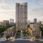 Aviara Malad West High Rise Residential Tower With Modern Architecture Landscaped Entrance Urban Skyline Views And Premium Residential Development