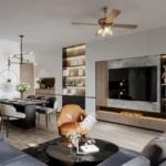 Breeze 91 Borivali West 3 BHK Marble TV Feature Wall Linear Fireplace Open Plan Living room