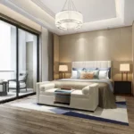 Breeze 91 Borivali West 3 BHK Ring Crystal Chandelier Beige Attached Balcony Master Bedroom