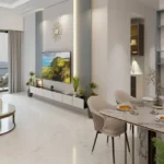 Claremont Gokuldham Goregaon East 3 BHK Living And Dining Area With Open Layout Sofa Seating TV Unit Dining Table