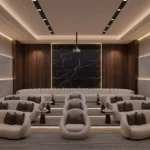 Claremont Gokuldham Goregaon East Home Theatre With Recliner Seating Large Screen Acoustic Panels And Entertainment Setup