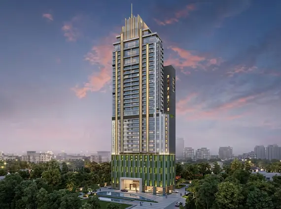 El Dorado Sea Facing Flats Worli Ultra-Luxury Residential Skyscraper Featuring A Gold Crown And Green Vertical Landscaping