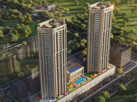 GeeCee Emerald Sector 27 Kharghar Residential Tower Elevation With Twin High Rise Towers Landscaped Podium Swimming Pool And Modern Urban Architecture