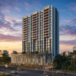 GeeCee Saphire Four Bungalows Andheri West Dusk Lit Podium Garden Multi Tower Exterior