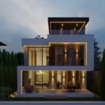 odrej Hill View Khopoli NA Plots Duplex Villa Evening View With Ambient Lighting And Modern Exterior Design
