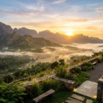 Godrej Woodside Karjat Khopoli NA Plots Mountain Sunrise View With Misty Valley Landscape And Scenic Overlook