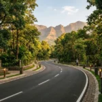 Godrej Woodside Karjat Khopoli NA Plots Scenic Forest Roadway With Tree Lined Streets And Mountain Views