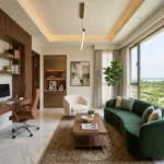 Hiranandani Westgate Thane 3 BHK Study Room With Built In Work Desk Wooden Shelving Lounge Seating