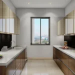 Kolte Patil Verve Bangur Nagar Goregaon West 3 BHK Modular Kitchen Interior With Parallel Layout Overhead Cabinets Countertop