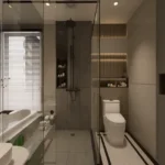 Lodha Altus Borivali West 3 BHK Designer Bathroom With Bathtub Glass Partition Wall Storage Modern Lighting
