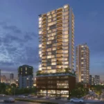 Luminaara 10th Road Khar West Residential Tower Exterior With Illuminated High Rise Facade Podium Level