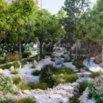 Mahindra Vista Kandivali East Landscaped Garden With Stone Pathway Natural Plantation And Open Green Space