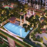 Mahindra Vista Kandivali East Swimming Pool Area With Landscaped Deck Palm Trees