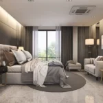 Marina 64 Liberty Garden Malad West 3 BHK Warm Lit Dark Panel Sofa Seating Garden View Bedroom