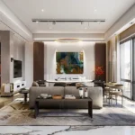 Marina 64 Liberty Garden Malad West 3 BHK Grey Sofa Marble Floor Floor-To-Ceiling Cityview Living Dining