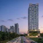 Marina 64 Liberty Garden Malad West Single High Rise Vertical Garden Podium Dusk Skyline Exterior