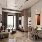 Neelam Supremo Mulund 2 BHK Living And Dining Area With Modern Furniture Open Layout And Elegant Interiors