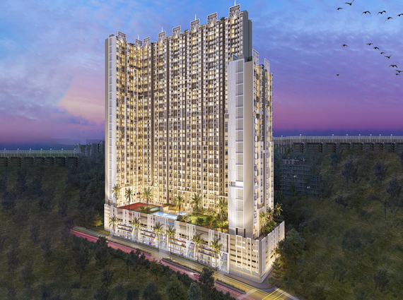 Neelam Supremo Mulund Residential Tower With Illuminated Evening Skyline View