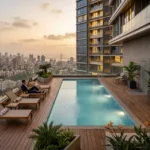 Nine Reflex Dadar East Rooftop Swimming Pool With Wooden Deck Seating Landscaped Surroundings