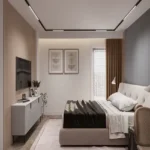 Oberoi Sky City Borivali East 3 BHK contemporary bedroom design with minimalist decor television unit and modern interiors