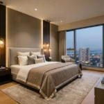 Palm President Sector-11 Ghansoli 3 BHK elegant master bedroom with city skyline view