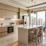 Palm President Sector-11 Ghansoli 3 BHK luxury modular kitchen with island counter