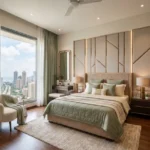 Palm President Sector-11 Ghansoli 3 BHK premium guest bedroom with elegant wall panels