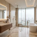 Palm President Sector-11 Ghansoli 3 BHK premium marble bathroom with bathtub