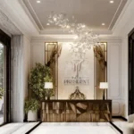 Palm President Sector-11 Ghansoli grand reception lobby interiors with chandelier decor