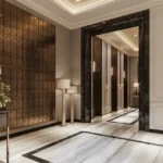Palm President Sector-11 Ghansoli luxury lift lobby design with marble flooring