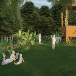 Peninsula Estates Third Coast Alibaug Open Air Fitness Zone With Silhouettes Practicing Yoga Near