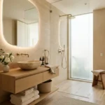 Platinum Stellar Main Avenue Santacruz West 3 BHK Guest Bathroom Design With Minimalist Vanity And Glass Shower Enclosure