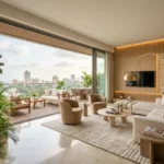 Platinum Stellar Main Avenue Santacruz West 5 BHK Luxury Living Room With Open Balcony And Contemporary Interiors
