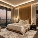 Platinum Stellar Main Avenue Santacruz West 5 BHK Ultra Luxury Master Bedroom With Floor To Ceiling Windows And Premium Decor