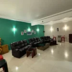 R Paradise Tungarli Lonavala 6 BHK Villa Living Room With Green Accent Wall And Sofa Seating