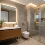 Roswalt Zaiden Oshiwara Andheri West 3 BHK Bathroom Interior With Glass Shower Enclosure Wall