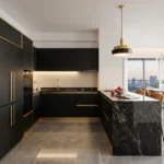 Roswalt Zaiden Oshiwara Andheri West 3 BHK Modular Kitchen Interior With L Shaped Layout Island Counter Built In Appliances