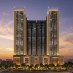 Roswalt Zaiden Oshiwara Andheri West Residential Tower Exterior Showing Twin High Rise Structure Facade Lighting Podium